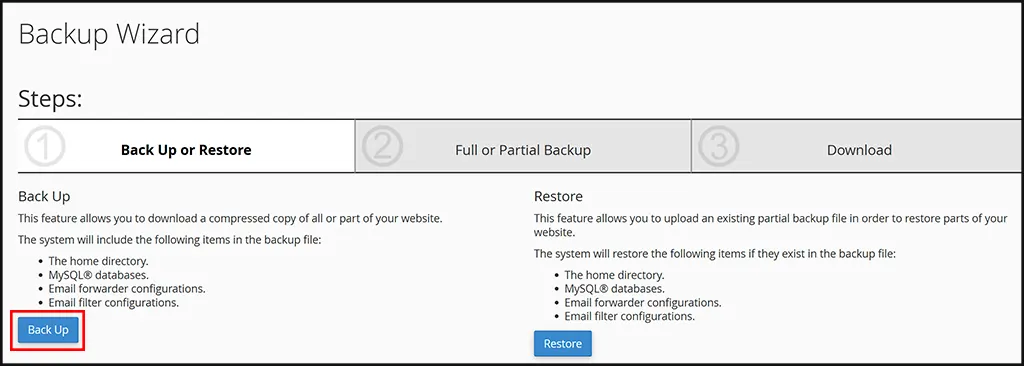 Backup your website